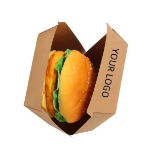 Buy cheap Kraft Paper Hamburger Box with Custom Logo and Biodegradable Packaging from wholesalers