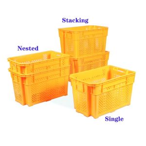 Mesh Style Customized Color Stackable Plastic Crate For Logistics Storage In
