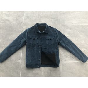 Buy cheap Navy Harrington Corduroy Coat , Mens Medium Trench Coat With Black Sherpa Lining from wholesalers