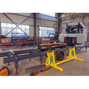 MJ1000D horizontal diesel log portable band sawmill for log with mobile trailer