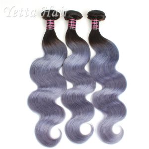 Buy cheap Two Tone Unprocessed Brazilian Virgin Remy Hair , Grey Curly Human Hair Extensions from wholesalers