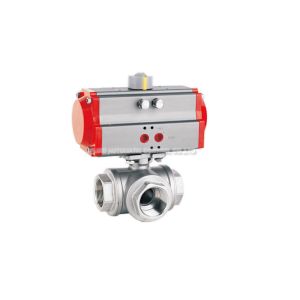 Buy cheap Three Way 6.4MPa Pneumatic Actuator Valve , Stainless Steel Ball Valve Gas Liquid from wholesalers