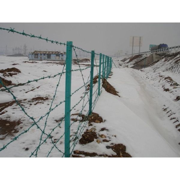 High tensile galvanized barbed wire fence