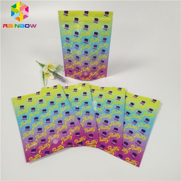 Custom 1oz 3.5g Foil Pouch Packaging Smell Proof Weed Packaging Bags Glossy