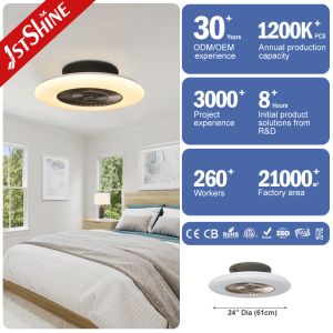 Low Profile 24 Inch Bladeless LED Ceiling Fan For Kids Bedroom