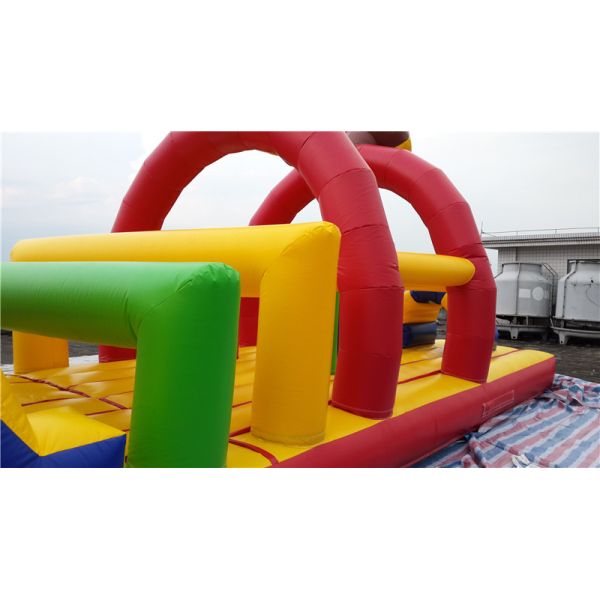CE Commercial 0.55mm PVC Tarpaulin Obstacle Course With Money Arch N Deer Slide