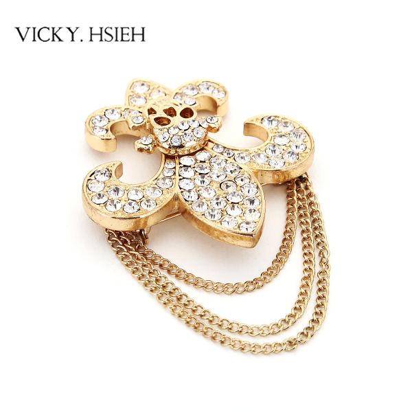 Buy cheap VICKY.HSIEH Gold Tone Clear Rhinestone Pave Anchor Brooches from wholesalers