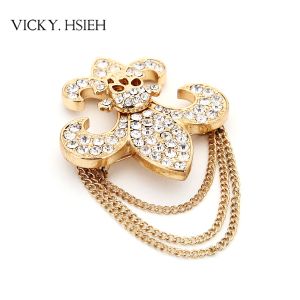 Buy cheap VICKY.HSIEH Gold Tone Clear Rhinestone Pave Anchor Brooches from wholesalers