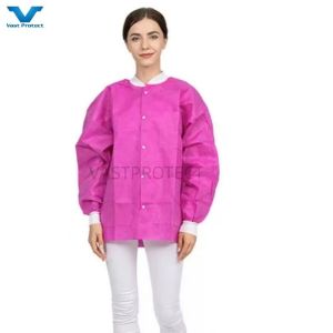 Buy cheap Zip In Front Long Sleeve Single Collar Disposable Lab Coat Elastic Cuffs Customization from wholesalers
