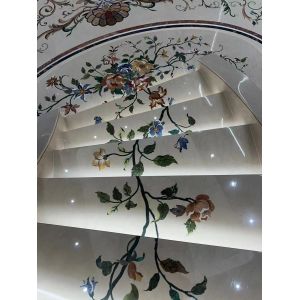 Modern Anti-Slip Beige Marble Waterjet Steps and Treads for Villas Spiral