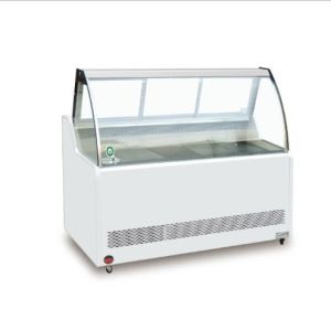 Buy cheap Trapezoidal Duck Neck Cabinet White Glass Display Cabinet Meat Cabinet from wholesalers