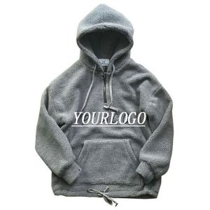 Buy cheap 100% Cotton Custom Mens Sherpa Jacket Fleece Half Zip Pullover Kangaroo Pockets product