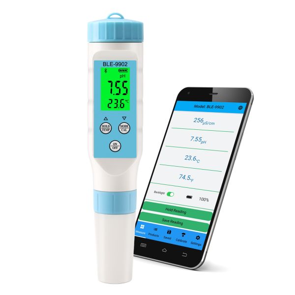 Quality YiERYi BLE-9902 3-in-1 Digital pH Meter with Bluetooth by Yieryi – Perfect for Testing EC, Temperature, and pH in Pools, Fish Tanks, and Hydroponic Systems for sale