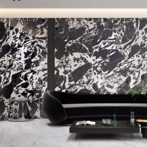 China Gleaming Black Porcelain Slabs Scratch Resistant and Polished Elegance on sale