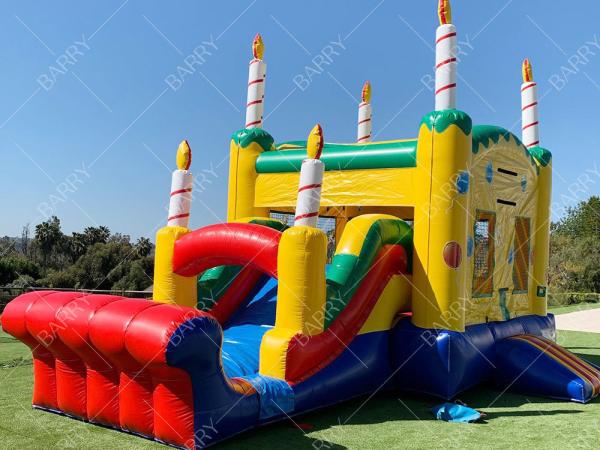 Buy cheap Commercial Cheap Birthday Cake Moonwalk Inflatable Combo Slide Jumping Castle Kids Bounce House for Party from wholesalers