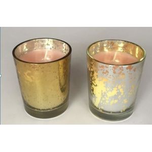 Buy cheap 100% paraffin Xmas glass scented candle with orange fragrance packed into gift box from wholesalers