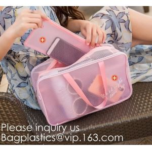 Buy cheap Easy Carrying Small Transparent Pvc Cosmetic Pouch,Shiny Glitter Pvc Cosmetic Pouch Bag With Three Pouch, bagease, bagpl from wholesalers