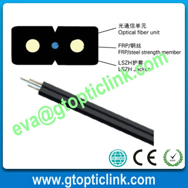Quality FTTH Flat indoor drop optical fiber Cable LSZH sheath for sale