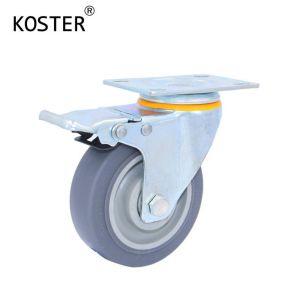 110kg 3inch to 5inch Industry Trolley Grey Polyurethane Plastic Castor Thickness