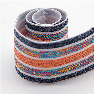Custom Metallic Striped Jacquard Ribbon for Garment Underwear Waistband Glitter Jacquard Elastic Band