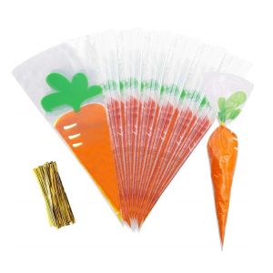 Buy cheap Polypropylene Plastic Party Sweet Cone Bags Disposable With Gold Twist Ties from wholesalers