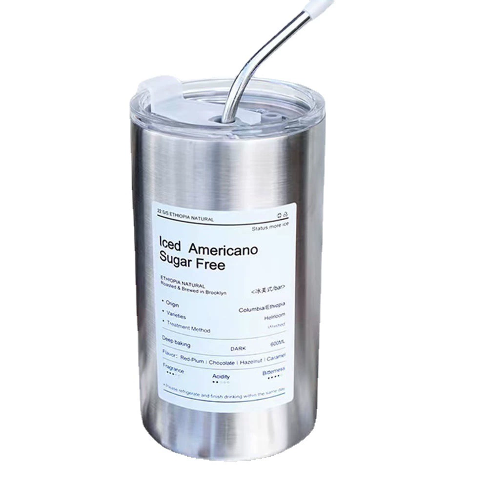 Buy cheap Niche Coffee Tumbler Stainless Steel Fashionable And Trendy Straw Cup Portable Office Simple High Appearance Level Insulated Flask from wholesalers