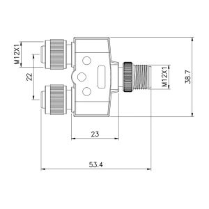 Buy cheap Customized Waterproof Y Type M12 8 Pin 2 Female To 1 Male M12 8 Poles Connector Adapter For Y Shape Splitter Cable from wholesalers
