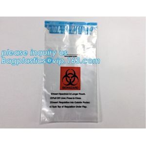 Buy cheap LDPE poly lab biohazard specimen bags with Zip lockk closure, biohazard specimen bags laboratory transport bags with docum from wholesalers