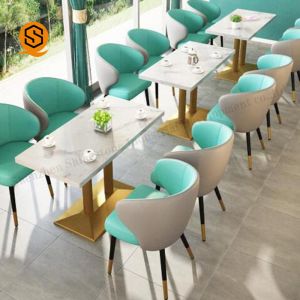 Repairable Artificial Stone Dining Table Marble Pattern Restaurant Style Table