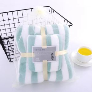 Woven Polyester Towel Bath Towel Sets Solid Color Thick Absorbent Wide Edge