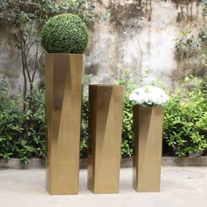 Buy cheap Luxury modern stainless steel planters and barrel mold flower pots from wholesalers