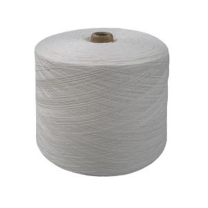 Raw White Poly Poly Core Spun Thread TFO 22S/3 For Sewing And Knitting