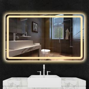 Modern Smart Mirror with High Brightness LED Strip Lights Illuminated and