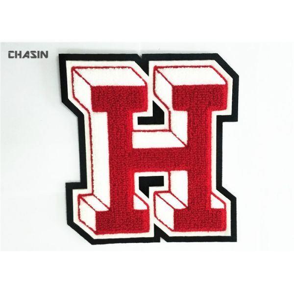 Quality Handmade H  Letterman Patches  College Jacket Embroidery Chenille Greek Letters for sale