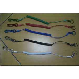 China Customized beatuiful spring string tool safety coil leash lanyard with colored snap hooks on sale China Customized beatuiful spring string tool safety coil leash lanyard with colored snap hooks on sale