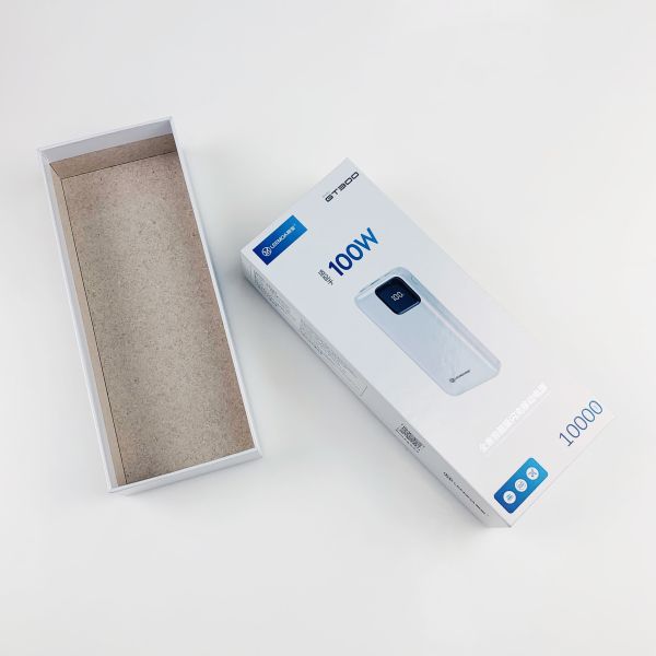 Quality Custom Packaging Box Glossy Lamination Grey Board Electronics Power Bank Paper Cardboard Packaging Lid and Base Gift Boxes for sale