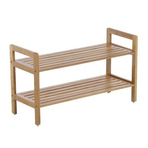 Buy cheap Fashionable Rectangular 2 Tier Bamboo Shoe Rack Household Essentials from wholesalers