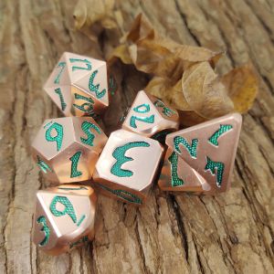 Buy cheap RPG Dice Sets Gold Multipurpose Manual Grinding Edge Light green copper material Polyhedral Precision Rolling from wholesalers