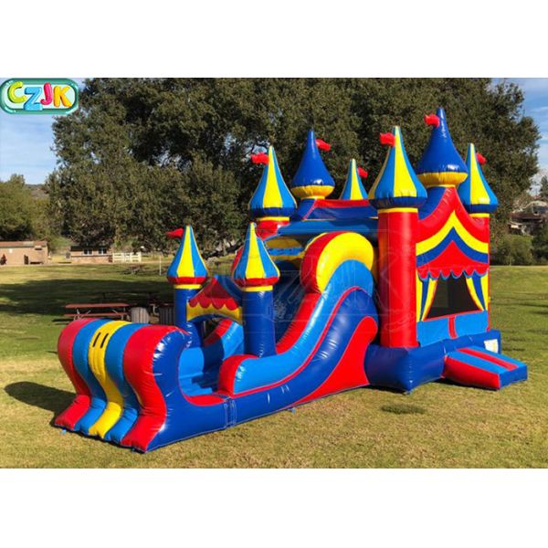 Quality Commercial Blow Up Bounce House With Waterslide Plato Vinyl PVC Material for sale