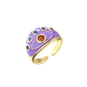 Buy cheap Resizable Dripping Oil Ring Micro Enamel Zircon Evil Eye Ring from wholesalers