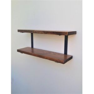 Stylish Black Brushing Architectural Rustic Scaffold Board Strap Style Shelf