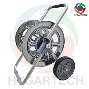 China Male Thread Connection Trolley Hose Reel Cart with Hose and Nozzle Featuring 8 Solid Wheels Designed for Long Term Operation on sale
