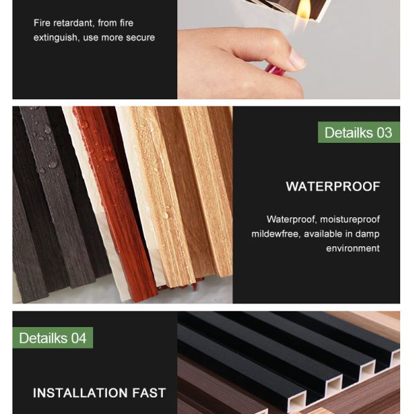 Moth Proof Wood Plastic Grille WPC Fluted Panel Exterior