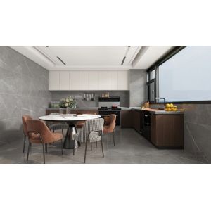 Buy cheap Elegant Wood Grain Finish L-Shaped Stainless Steel Kitchen Cabinet from wholesalers