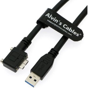 Alvin's Cables USB 3.0 Data-Cable USB-A to Micro-B Left Angle with Dual Locking