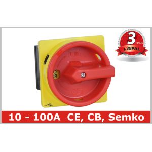 Black , Red 3 Pole Motor Rotary Isolator Switch Disconnectors with Door Mounted