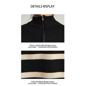 Buy cheap High-Performance Men s Sweaters with Ribbed Collar Style and Half zip striped sweater Pattern from wholesalers