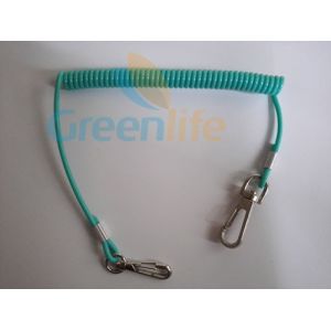 Buy cheap Safety Lanyard Spring Coil Cable Heavy Duty Black Color 20cm Unstretched Length w/Snap Hooks from wholesalers