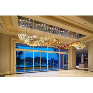 Buy cheap Hotel Lobby Customized Glass Chandelier With Brass And Crystal Accents from wholesalers
