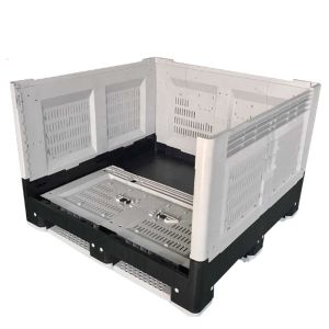 Buy cheap 1200*1000*810mmGood Quality Collapsible stackable plastic storage pallet box for fruit from wholesalers